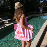 Sac de plage en toile beach please pink